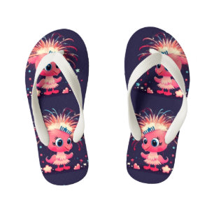 Tongs Enfants Drapeau américain avec Flamant rose Cartoon69218