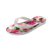 Tongs Enfants Élégant Motif à fleurs rose et blanc Impatiens (Incliné)