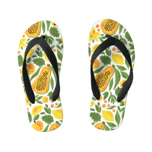 Tongs Enfants Ensemble de fruits exotiques : papaye, citron, man