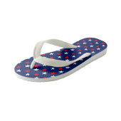 Tongs Enfants Étoiles rouges et blanches (Incliné)
