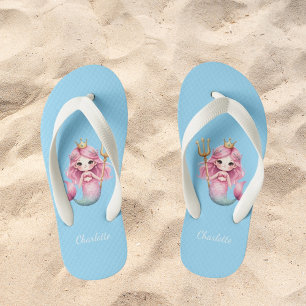 Tongs Enfants Femme princesse bleu rose nom fille
