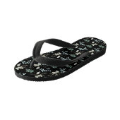 Tongs Enfants Feuilles botaniques noirs verts tendance (Incliné)