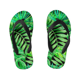 Tongs Enfants Feuilles d'aquarelle tropicale : Élégance transpar