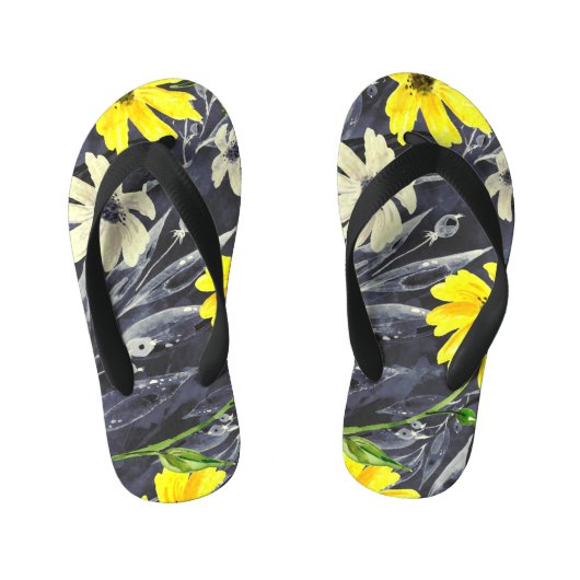 Tongs Enfants Feuilles d'automne, baies : motif d'aquarelle. (Semelle)