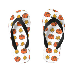 Tongs Enfants Feuilles d'automne : Motif Citrouille à main