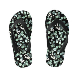 Tongs Enfants Feuilles de l'Eucalyptus : Motif de fleurs blanche