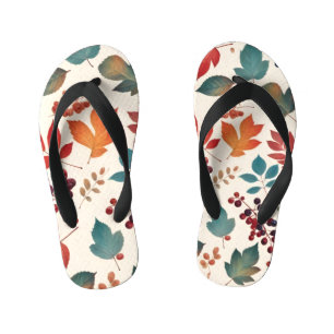 Tongs Enfants Feuilles et baies éparpillés