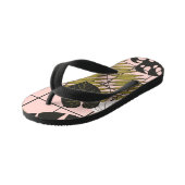 Tongs Enfants Feuilles tropicaux, fleurs, motif peint à la main. (Incliné)