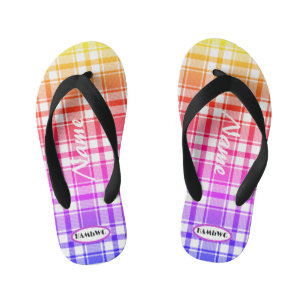 Tongs Enfants Fille Arc-en-ciel Plaid HAMbWG Flip Flops