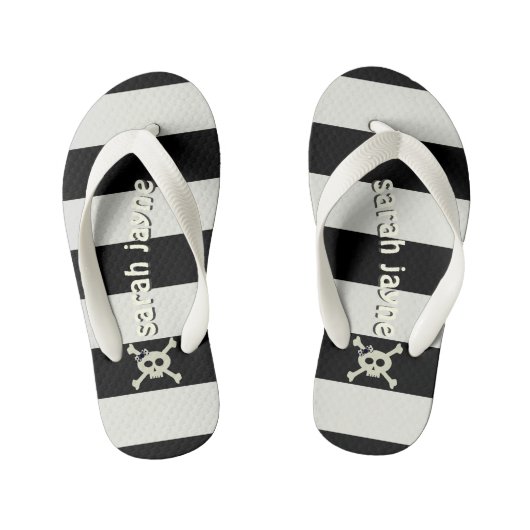 Tongs Enfants Fille Pirate Crossbones noir et blanc (Semelle)