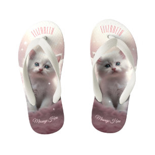 Tongs Enfants Fille Rose Cute Kitten avec ailes Angel