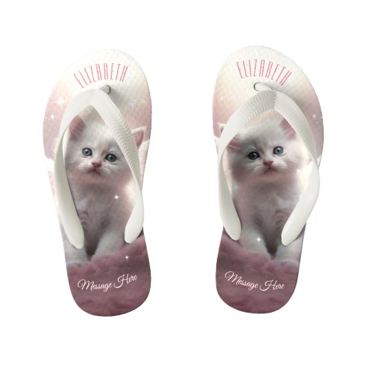 Tongs Enfants Fille Rose Cute Kitten avec ailes Angel (Semelle)