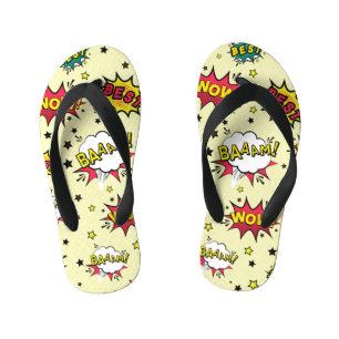 Tongs Enfants Filles Garçons Patch Vintage Art