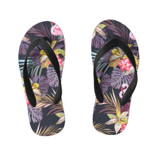 Tongs Enfants Flamant rose Tropical : Motif sans couture d'été