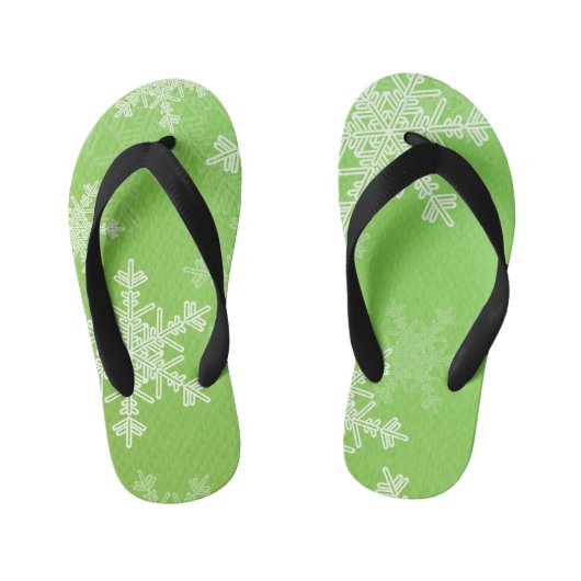 Tongs Enfants Flammes de neige blanches vertes Noël minimal (Semelle)