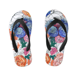 Tongs Enfants Fleurs colorées : Vibrant Motif sans couture