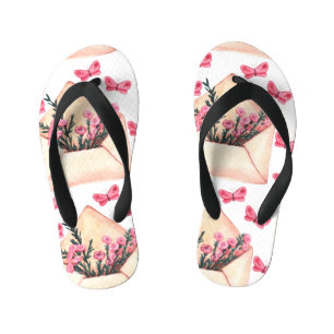 Tongs Enfants Fleurs d'aquarelle dans les enveloppes : motif tra