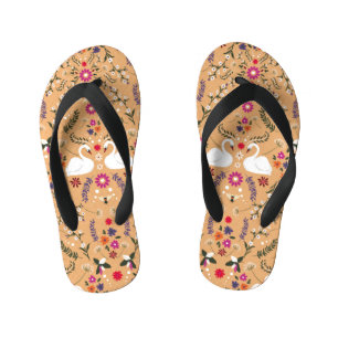 Tongs Enfants Fleurs délicates, imaginaire cygne sans couture mo