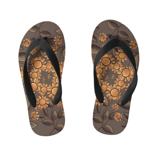 Tongs Enfants Fleurs d'or (Semelle)