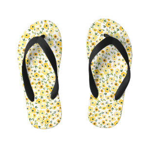 Tongs Enfants Fleurs Jaunes Minuscules : Aquarelle Sans Couleur.