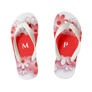 Tongs Enfants Fleurs rouges personnalisées