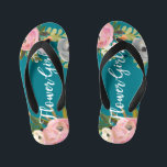 Tongs Enfants Fleuves peintesFleurs Filles Enfants Flip Flops<br><div class="desc">Écriture blanche "Flower Girl" sur des fleurs acryliques exquises et arrière - plan de couleur personnalisée,  dans les tailles enfants. Les magnifiques fleurs sont de Create the Cut. Trouvez-les sur Creative Market https://crmrkt.com/7WdAX,  Etsy https://www.etsy.com/shop/CreateTheCut,  et www.createthecut.com Trouvez des sandales de fête de mariée correspondantes dans mon magasin!</div>