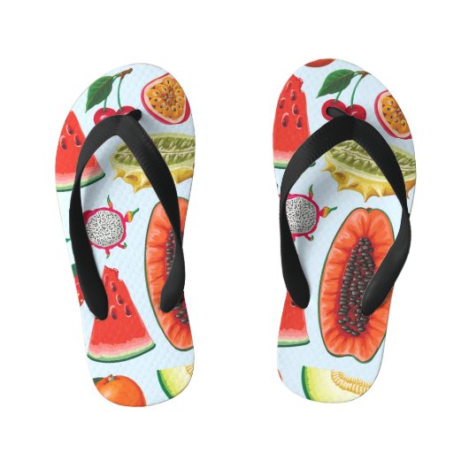 Tongs Enfants Fruits Exotiques : Imprimé tendance sans couture. (Semelle)