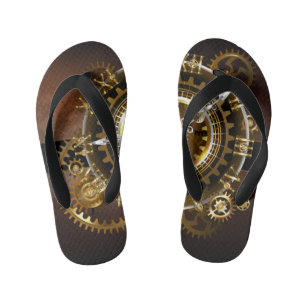 Tongs Enfants Horloge Steampunk avec des engrenages anciens