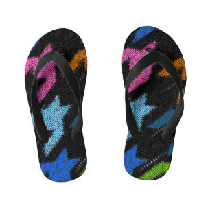 Tongs Enfants Houndstooth : imitation de toile brute.