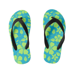 TONGS ENFANTS HULA HAWAIEN (HIBISCUS) CITRON SARCELLE