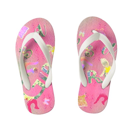 Tongs Enfants Illustration "C'est une fille" en rose (Semelle)