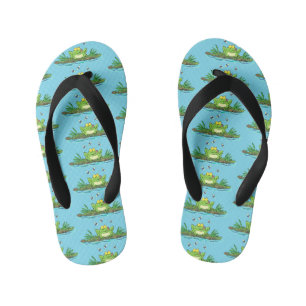 Tongs Enfants Illustration de dessin animé de grenouille verte m