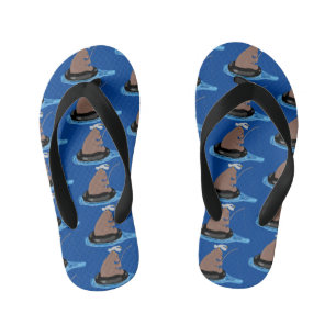 Tongs Enfants Illustration de dessin animé d'un ours mignon pêch