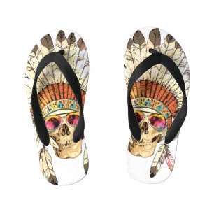 Tongs Enfants Illustration de mode crâne amérindien