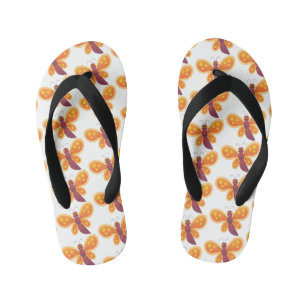 Tongs Enfants Illustration de papillon orange heureux de style d