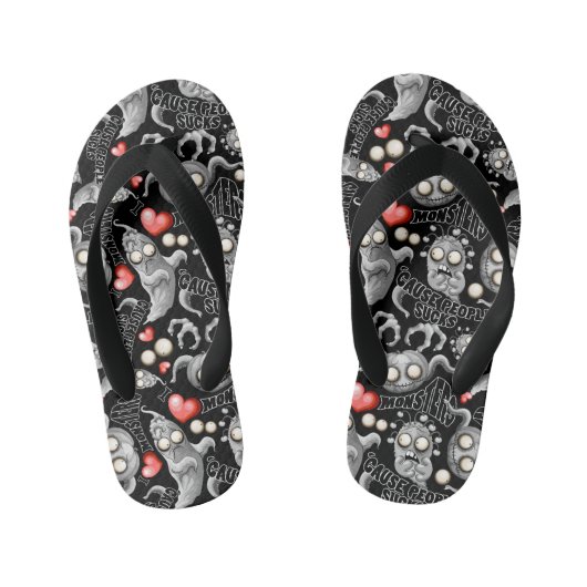 Tongs Enfants J'aime les monstres parce que les gens aiment les (Semelle)