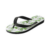 Tongs Enfants Joli gecko vert salutations avec dessin animé (Incliné)