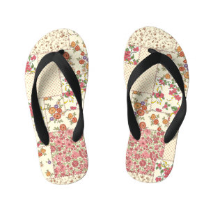 Tongs Enfants Joli Patchwork Floral Conception transparente