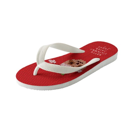 Tongs Enfants Jote Red Père Noël Sloth Personnalisez Noël (Incliné)