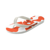 Tongs Enfants Joyeuse marguerite rétro en orange et blanc (Incliné)