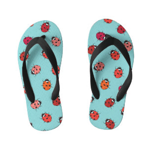 Tongs Enfants Ladybugs, arrière - plan bleu, charmant patte sans