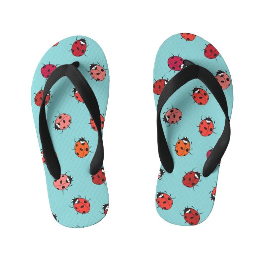 Tongs Enfants Ladybugs, arrière - plan bleu, charmant patte sans (Semelle)