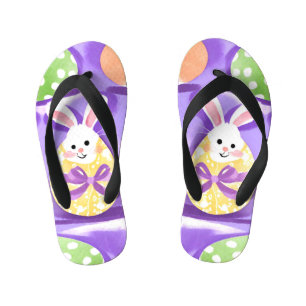 Tongs Enfants lapin avec oeufs de pâques
