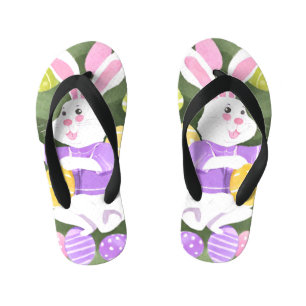 Tongs Enfants lapin avec oeufs de pâques