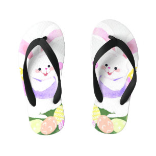 Tongs Enfants lapin avec oeufs de pâques