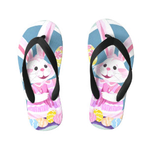 Tongs Enfants lapin avec oeufs de pâques