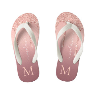 Tongs Enfants Lettre de nom personnalisée rose Parties scintilla