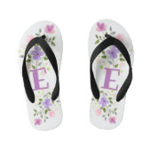 Tongs Enfants Lettre initiale E Plus Floral Design (Semelle)