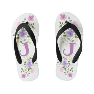 Tongs Enfants Lettre initiale J Plus Design floral
