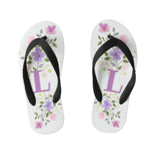 Tongs Enfants Lettre initiale L Plus Floral Design